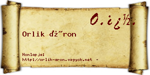 Orlik Áron névjegykártya